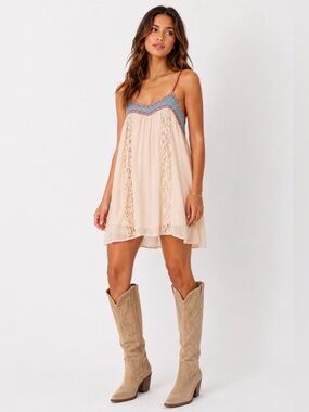 Flying Tomato Sheer Lace High-Low Midi Dress | Boho Flowy | Size Small